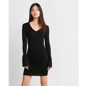 {express} 🆕 v-neck bell sleeve ruched dress
